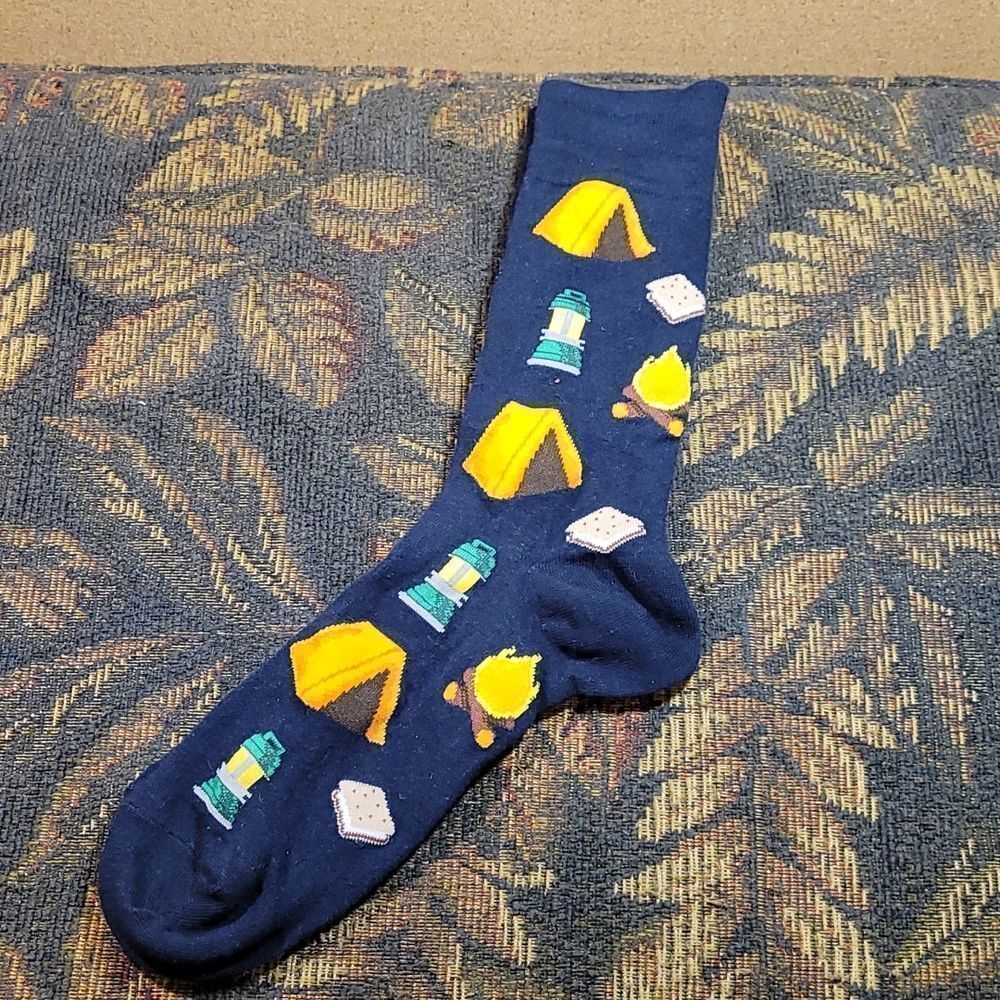 HotSox Men's Navy Crew Camping Novelty Socks